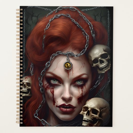 Zombie Meisje Rood Haar Goth Weekplanner Notitiebo Planner (Voorkant)
