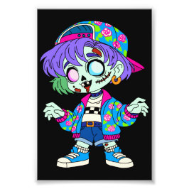 Zombie Meisje uit de Jaren 90 Foto Afdruk