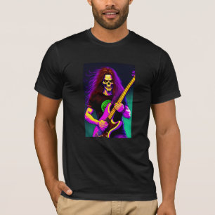 Zombie met lang haar die basgitaar speelt t-shirt