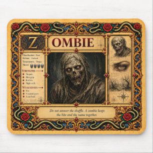 Zombie, middeleeuwse bestiariumkunst muismat
