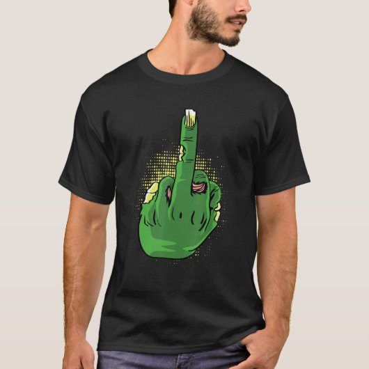 Zombie Middelvinger Dappere Persoon T-shirt (Voorkant)