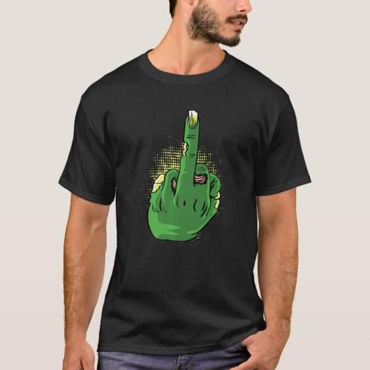 Zombie Middelvinger Dappere Persoon   T-shirt (Voorkant)