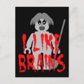 Zombie Minifig 'I like Brains' Briefkaart (Voorkant)