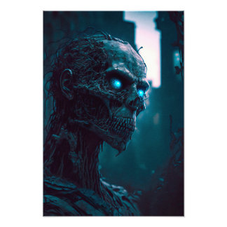 Zombie mit glühenden Augen Design Foto Afdruk