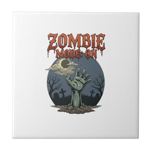 Zombie Modus Halloween Hand Maan Kerkhof_1 Tegeltje (Voorkant)