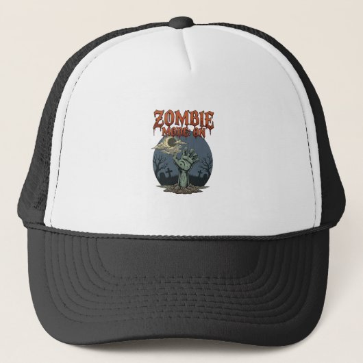 Zombie Modus Halloween Hand Maan Kerkhof_1 Trucker Pet (Voorkant)