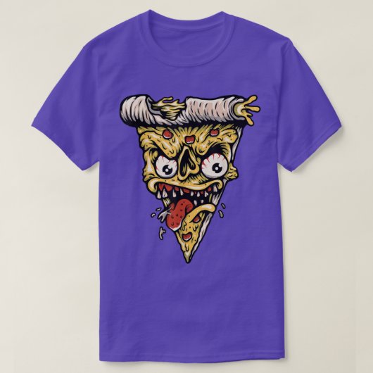 Zombie Monster Pizza Slice Scary Pizza Pie Hallowe T-shirt (Design voorkant)