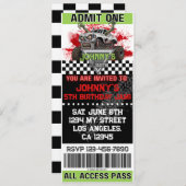 Zombie Monster Truck Ticket Verjaardag Uitnodiging (Voorkant / Achterkant)