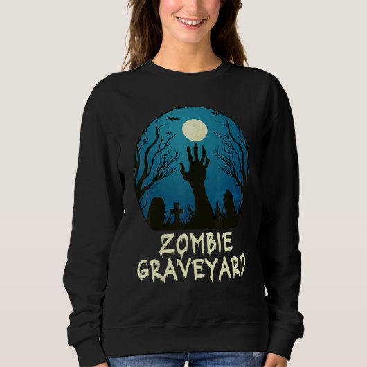 Zombie Moonlit Graveyard Scary Halloween Kinder Bo Trui (Voorkant)