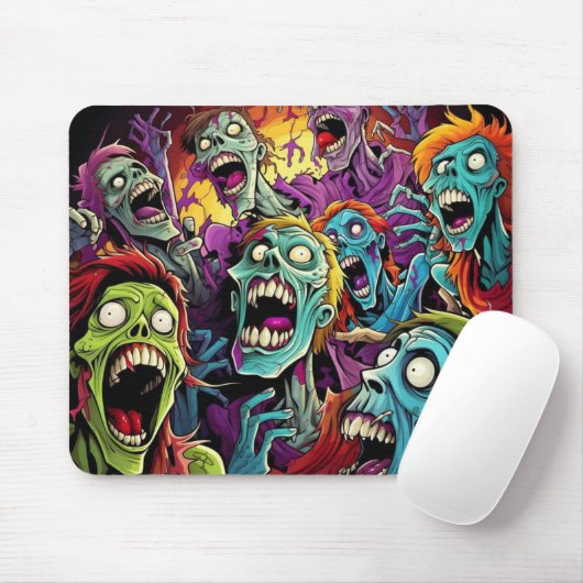 Zombie Mouse Pad – Spooky Horror Desk Accessory Muismat (Met muis)
