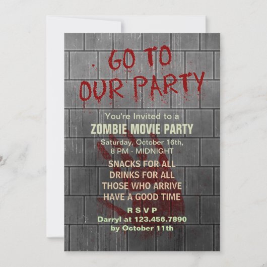 Zombie Movie Party Undode Apocalypse Bloody Wall Kaart (Voorkant)