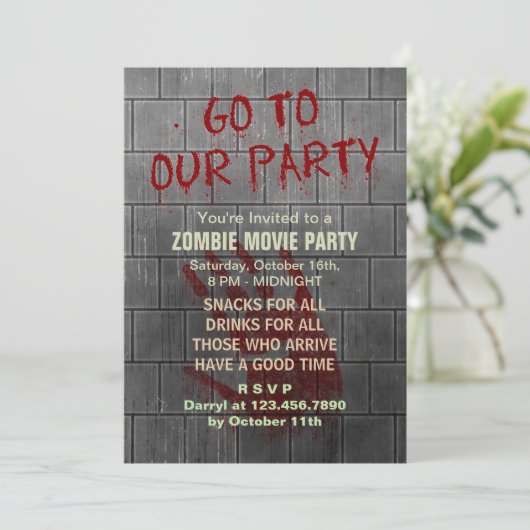 Zombie Movie Party Undode Apocalypse Bloody Wall Kaart (Staand voorkant)