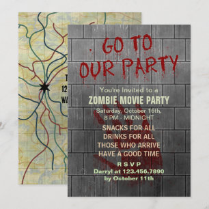 Zombie Movie Party Undode Apocalypse Bloody Wall Kaart