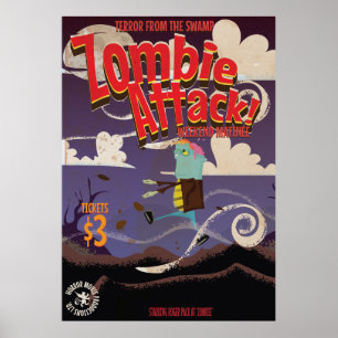 Zombie Movie Vintage Travel Poster