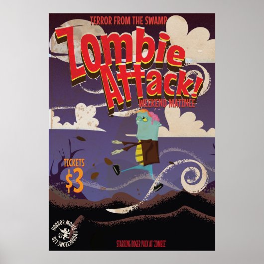 Zombie Movie Vintage Travel Poster (Voorkant)