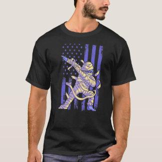 Zombie Mummy Dab Dabbing Dans Amerikaanse vlag Hal T-shirt