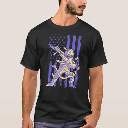 Zombie Mummy Dab Dabbing Dans Amerikaanse vlag Hal T-shirt (Voorkant)