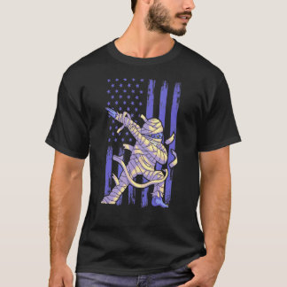 Zombie Mummy Dab Dabbing Dans Amerikaanse vlag Hal T-shirt