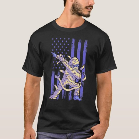 Zombie Mummy Dab Dabbing Dans Amerikaanse vlag Hal T-shirt (Voorkant)
