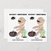 Zombie Mummy School Party Halloween Kaart (Voorkant / Achterkant)