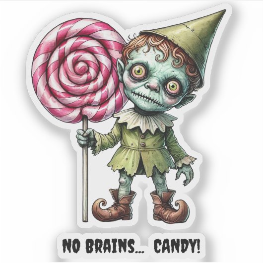 Zombie Munchkin Custom-Cut Vinyl Sticker (Voorkant)