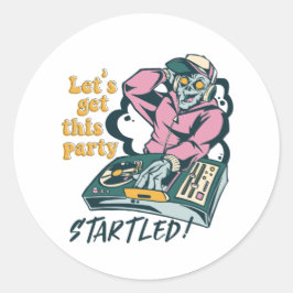 Zombie Music DJ Retro Halloween Party Ronde Sticker