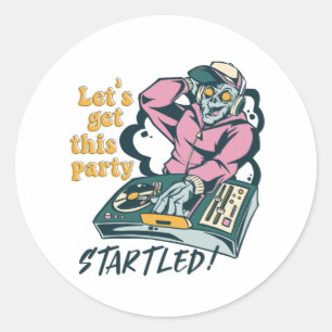 Zombie Music DJ Retro Halloween Party Ronde Sticker