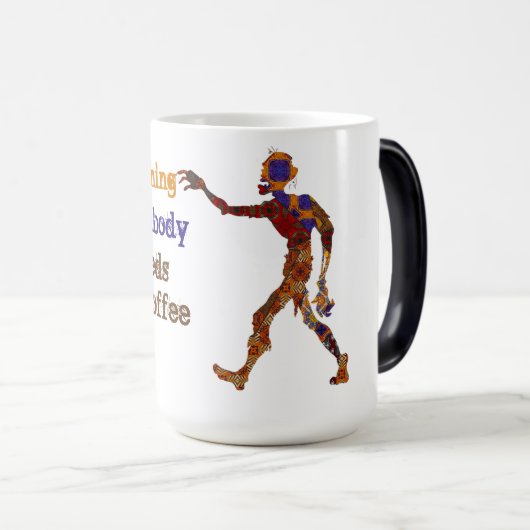 Zombie Needs Coffee Magische Mok (Voorkant rechts)