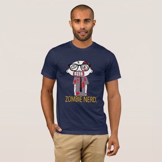 Zombie Nerd. Bella Canvas Dark T-shirt (Voorkant volledig)