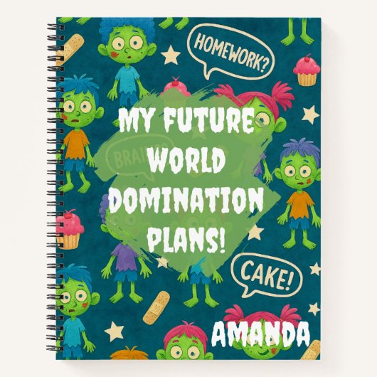 Zombie Notebook “My Future World Domination Plans" Notitieboek (Voorkant)