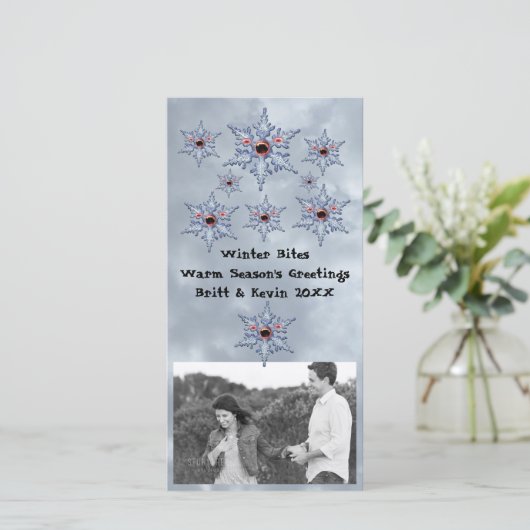 Zombie-objecten sneeuwen en fotokaart toevoegen feestdagenkaart (Staand voorkant)