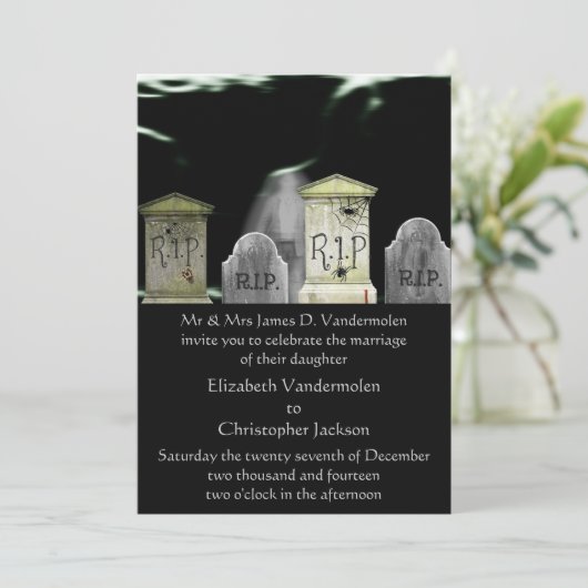 Zombie- of spookbruiloft kaart (Staand voorkant)