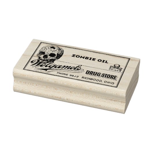 ZoMBiE OiL -  apotheeklabel Rubberstempel (Stempel)