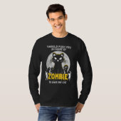 Zombie om mijn kat Halloween te redden T-shirt (Voorkant volledig)