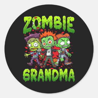 Zombie Oma Halloween Kostuum Familie Matching  Ronde Sticker