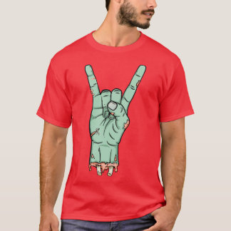 Zombie Ondode Metalen Hoorn Ontwerp T-shirt