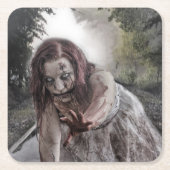 Zombie op de sporen kartonnen onderzetters (Voorkant)