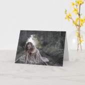 Zombie op de Tracks Halloween Kaart (Gele Bloem)