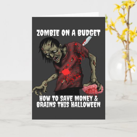 Zombie op een budget Halloween Kaart (Gele Bloem)