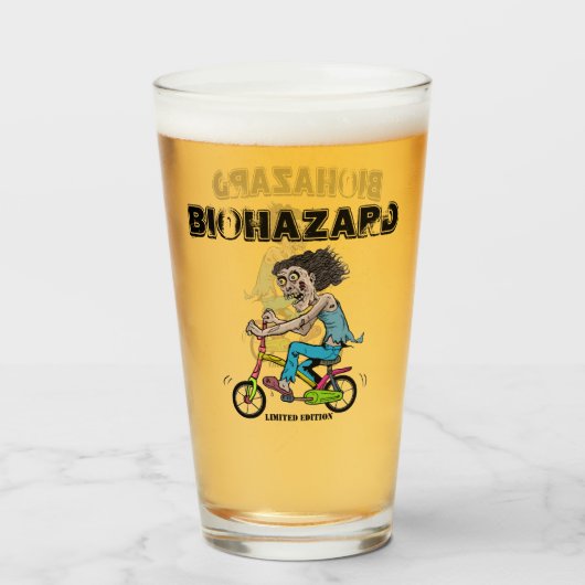 Zombie op een fiets glas (Achterkant gevuld)