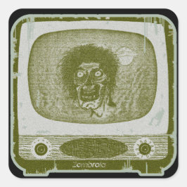 Zombie op TV Vierkante Sticker