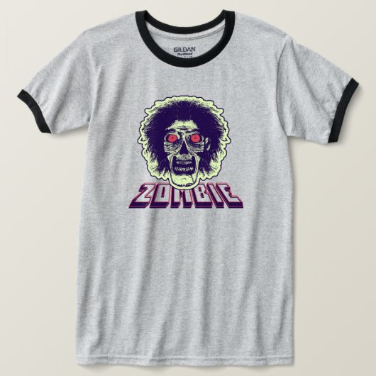 ZOMBIE Oranje Eyes Green Hair T-shirt (Design voorkant)