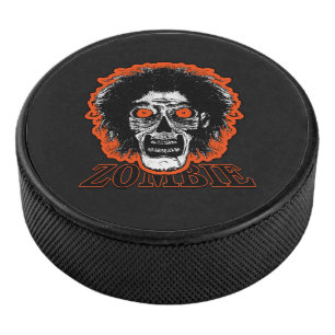 Zombie - Oranje Eyes Hair Hockey Puck