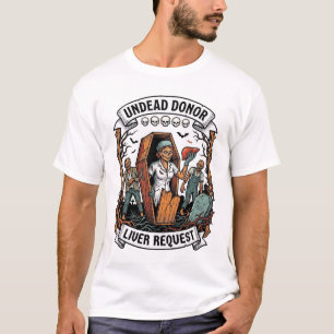 Zombie Orgaandonor Vintage Gravure Witte T-shirt D