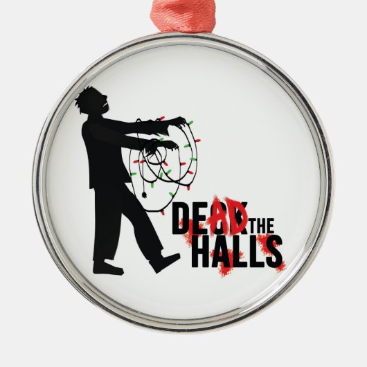Zombie Ornament: "DOOD THE HALLS" Metalen Ornament (Voorkant)