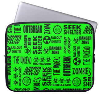 Zombie, Outbreak, Biohazard Black & Neon Green Laptop Sleeve