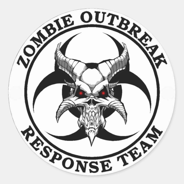 Zombie Outbreak Biohazard Demon Ronde Sticker (Voorkant)