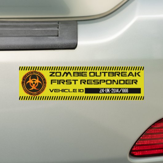 Zombie Outbreak First Responder Bumpersticker (Op auto)