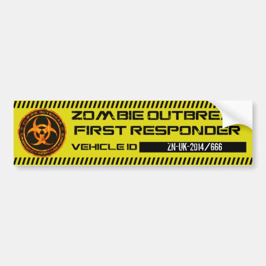 Zombie Outbreak First Responder Bumpersticker (Voorkant)