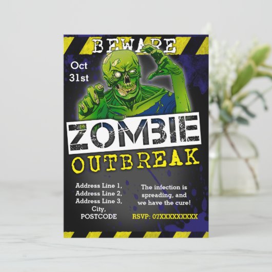 Zombie Outbreak Halloween Party Nodig Aangepaste Kaart (Staand voorkant)